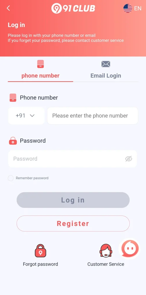 Steps for the 91club login